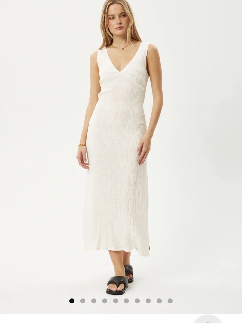 Afends Cream V-Neck Sleeveless Knit Maxi Dress